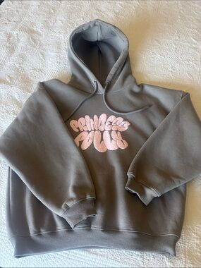 Princess Polly Gray Pullover Hoodie with Pink Logo Accent